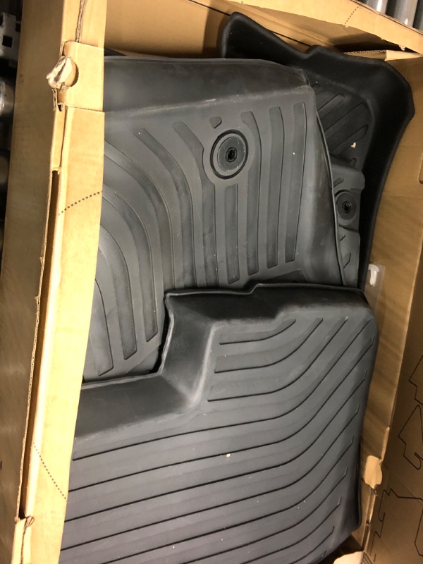 Photo 2 of 3W Floor Mats Fit 2020-2024 Hyundai Palisade 8 Seat (Only for Bench Seat), Custom Fit TPE All Weather Floor Liner, 1st & 2nd Row Full Set Car Liners, Black