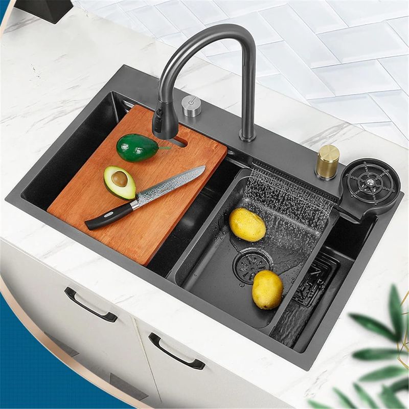 Photo 1 of 
Waterfall Kitchen Sink 304 Stainless Steel Kitchen Sink Single Bowl With Cup Washer Workstation Sink 27"x 18" Waterfall Sink,black,C-6846
Size:Black
Color:C-6846