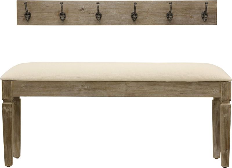 Photo 1 of 
Décor Therapy Waverly Wood Bench with Coat Rack Set, Measures 42x11.8x17.75, Winter White
Color:Winter White