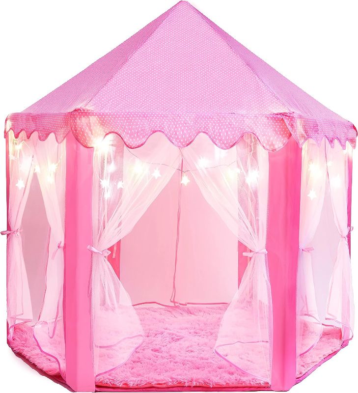 Photo 1 of 
Princess Tent for Kids Tent - 55" X 53" with Led Star Lights | Princess Toys | Toddler Play Tent | Playhouse | Princess Castle
