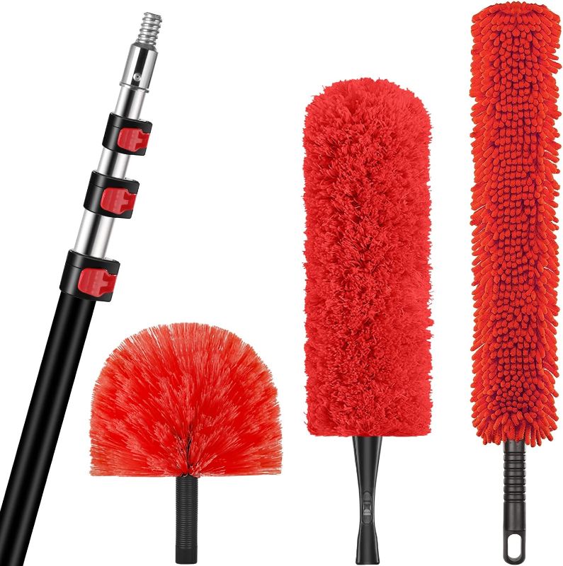 Photo 1 of 30 Foot High Reach Dusting Kit with 6-24 Foot Extension Pole // High Ceiling Duster with Telescopic Pole // Cobweb Duster // Microfiber Duster // Outdoor & Indoor Extendable Duster Cleaning Kit
