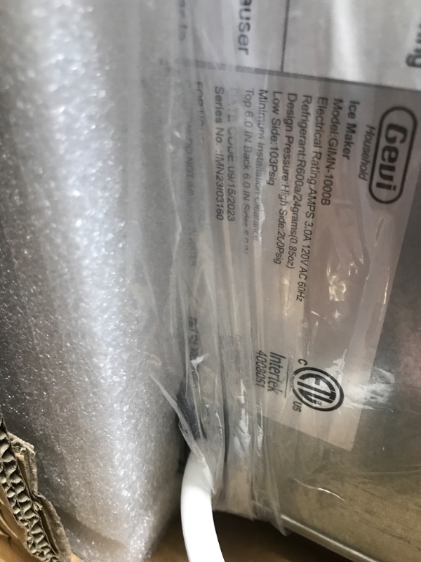 Photo 3 of **NON REFUNDABLE NO RETURNS SOLD AS IS**
**PARTS ONLY**Gevi Household V2.0 Countertop Nugget Ice Maker | Self Cleaning Pellet Ice Machine | Open and Pour Water Refill | Store Ice Up to 24 Hours | Stainless Steel Housing | Fits Under Wall Cabinet | White H