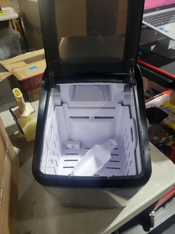 Photo 5 of **SEE NOTES/NON-REFUNDABLE FOR PARTS**
Newair Countertop Nugget Ice Maker | Up to 30lbs of Ice a Day - Restaurant Quality Ice in 10 Minutes | Self-Cleaning, Refillable Water Tank, Automatic Water Line, Removable Ice Basket & Scoop