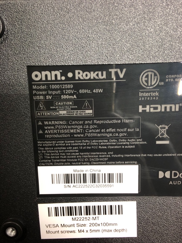 Photo 4 of Onn. 32" Class 720p HD LED Roku Smart TV (100012589)