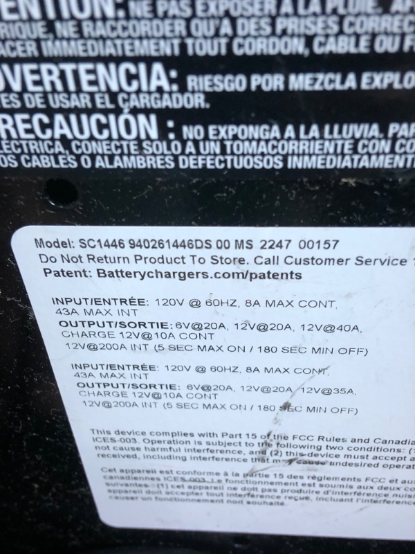 Photo 3 of *** SEE NOTE*** Schumacher Automatic Battery Charger and Engine Starter - 200 Amp 12V - Cars, SUVs, and Small Trucks