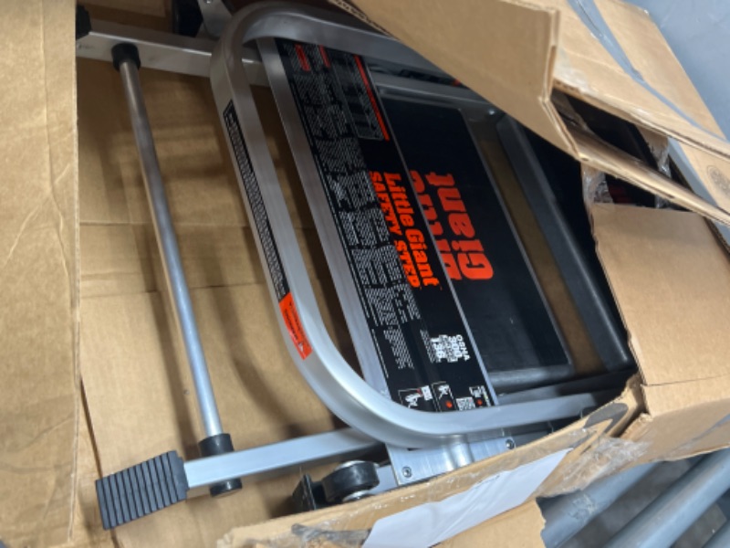 Photo 1 of Little Giant Ladders, Safety Step, 2-Step, 2 foot, Step Stool, Aluminum, Type 1A, 300 lbs weight rating, (10210BA), Gray 2 Step Ladders