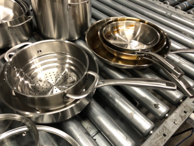 Photo 5 of **USED**Mueller Pots and Pans Set 17-Piece, Ultra-Clad Pro Stainless Steel Cookware Set, Ergonomic and EverCool Stainless Steel Handle, Includes Saucepans, Skillets, Dutch Oven, Stockpot, Steamer and More