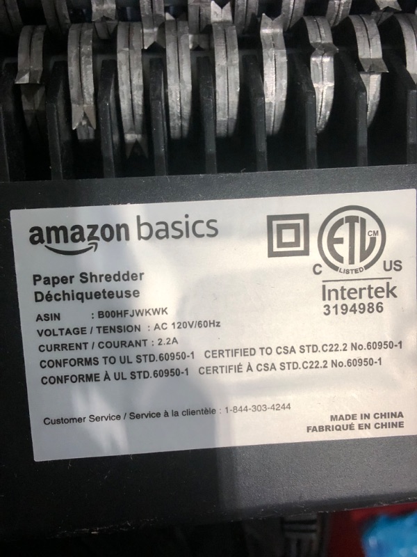 Photo 3 of Amazon Basics 6-Sheet Cross-Cut Paper Shredder and Shredder Sharpening & Lubricant Sheets (Pack of 24) Bundle