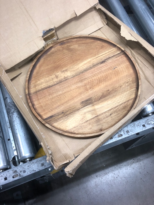 Photo 2 of Creekview Home Emporium Rustic Wood Tray Centerpiece Tray - 16in Large Decorative Round Wooden Tray for Decor or Serving