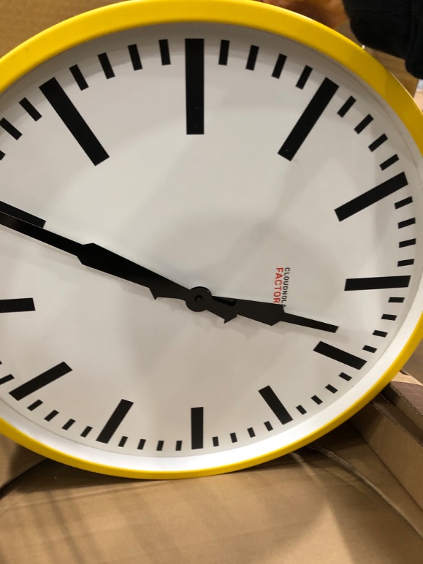 Photo 2 of *MISSING BATTERY CASE COVER*
Cloudnola Station Metal Wall Clock, Yellow and Black, 18 inch Diameter, 