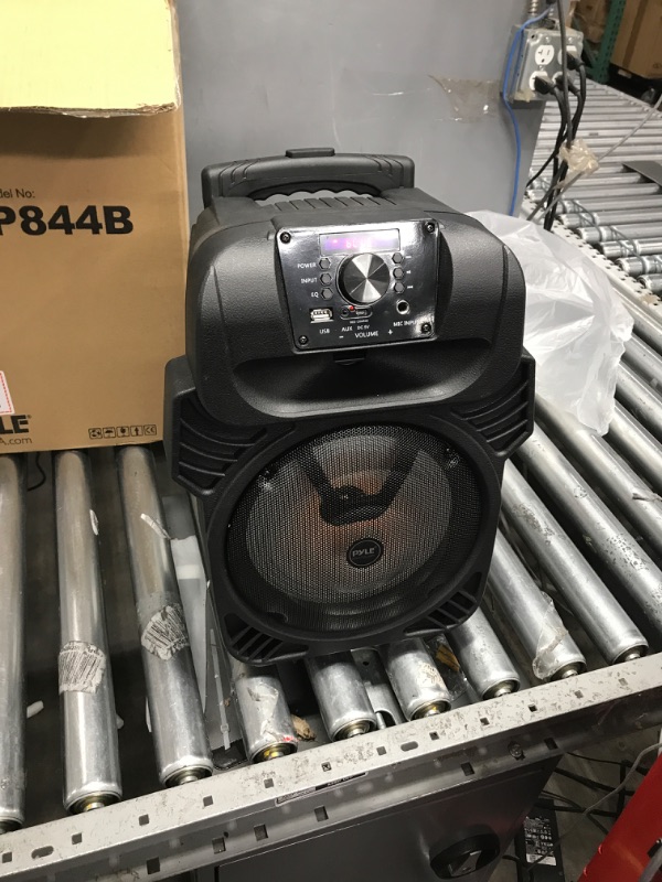 Photo 2 of Pyle 400W Portable Bluetooth PA Loudspeaker - 8” Subwoofer System, 4 Ohm/55-20kHz, USB/MP3/FM Radio/ ¼ Mic Inputs, Multi-Color LED Lights, Built-in Rechargeable Battery w/ Remote Control -PPHP844B