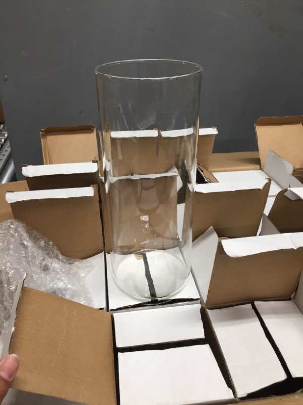 Photo 3 of 20 Pack Clear Glass Cylinder Vases Table Flowers Vases for Centerpieces Bulk Cylinder Candle Holders Glass Plant & Flower Vases for Home Wedding Party Holiday Decorations (4 x 10 Inch)