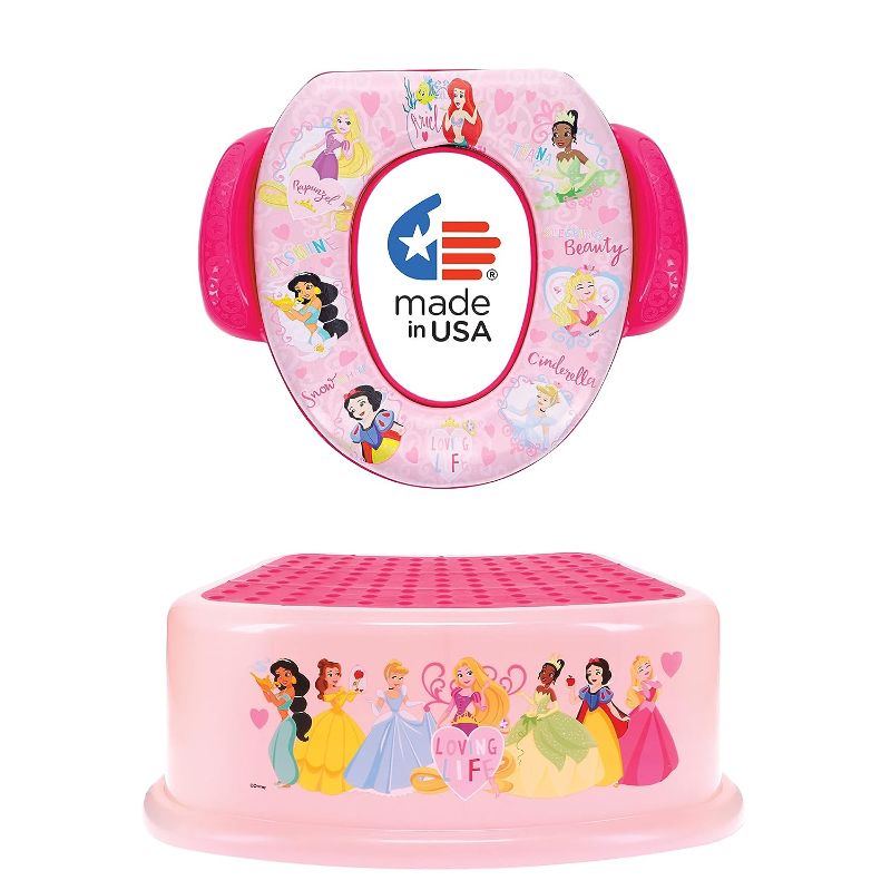 Photo 1 of Disney Princess "Loving Life" 2 Piece Essential Potty Training Set - Soft Cushion, Baby Potty Training, Safe, Easy to Clean, Step Stool