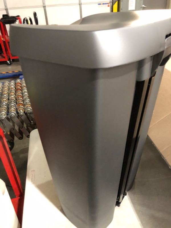 Photo 1 of **SEE NOTES**DAMAGE
Umbra Brim Kitchen 13 Gallon (50L) Trash Can with Lid, Silver
