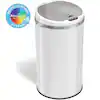 Photo 1 of 8 Gal. Matte Pearl White Touchless Round Motion Sensing Trash Can with Odor Filter
