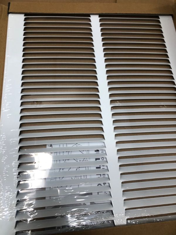 Photo 2 of 16"w X 12"h Steel Return Air Grilles - Sidewall and Ceiling - HVAC Duct Cover - White [Outer Dimensions: 17.75"w X 13.75"h]