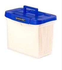 Photo 1 of Bankers Box Heavy Duty Portable Plastic File Box with Hanging Rails, Letter, 1 Pack (0086304) 