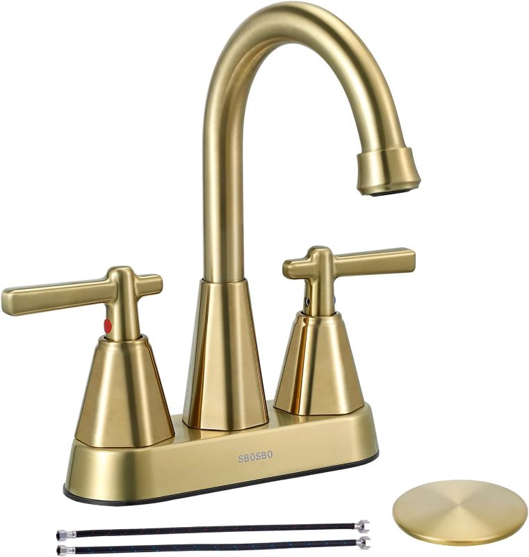 Photo 1 of *SIMILAR TO STOCK PHOTO* Bathroom Faucet for Sink 3 Hole, 2 Handle Sink Faucet with Pop Up Drain Assembly and 2 Water Supply Hoses for RV Bathroom Vanity