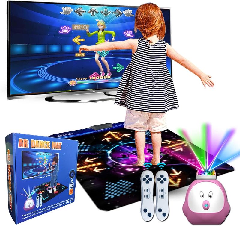 Photo 1 of (SEE NOTES) YRPRSODF Dance Mat for Kids and Adults, Musical Electronic Dance Step Pad with 100+ Games, 200+Songs, HD Camera, HDMI, 2 Motion Sensor Controllers, MTV & Cartoon Modes, Toy Gift for Girls& Boys, Pink
