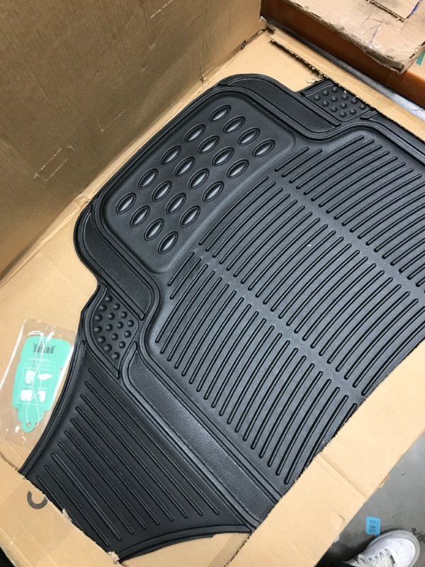 Photo 2 of FH Group Trimmable Vinyl Floor Mats Automotive (Black) Rear Set - Universal Fit for Cars Trucks and SUVs F11306