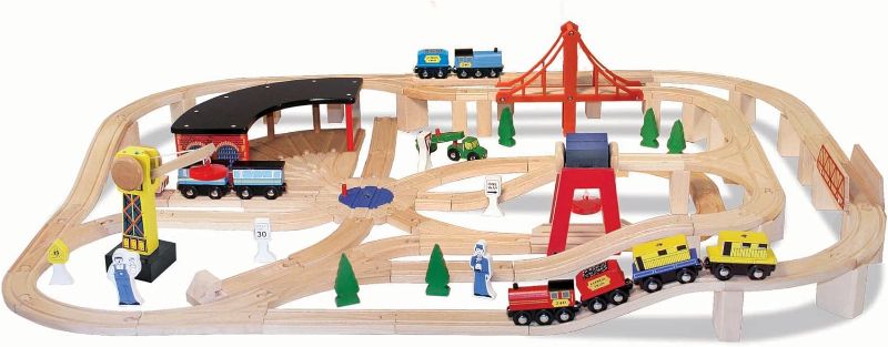 Photo 1 of 
Melissa & Doug Wooden Railway Set, 130 Pieces - Wooden Train Set for Toddlers Ages 3+
Style:Frustration-Free Packaging
Pattern Name:Railway Set