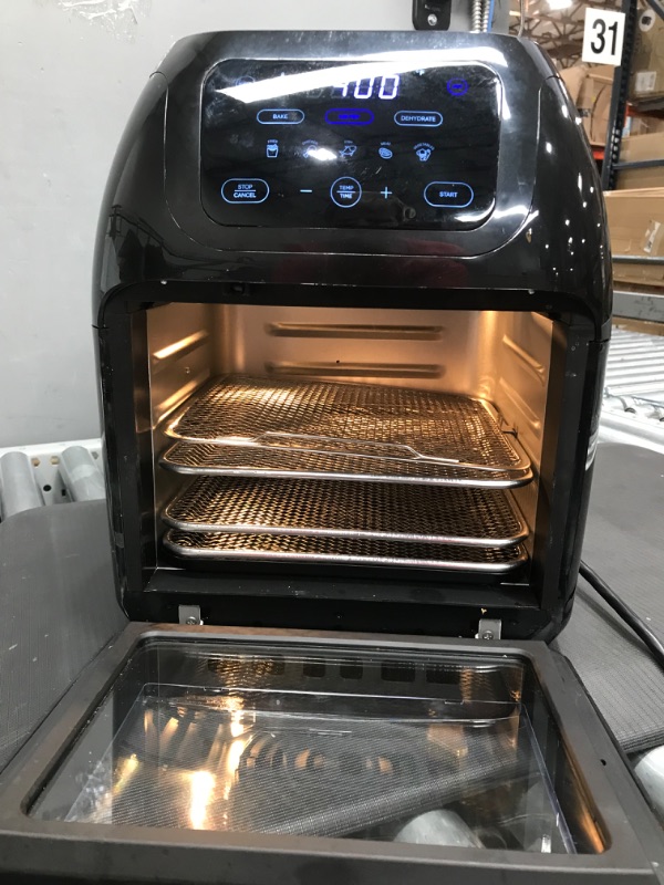 Photo 1 of 
CHEFMAN Multifunctional Digital Air Fryer+ Rotisserie, Dehydrator, Convection Oven, 17 Touch Screen Presets Fry, Roast, Dehydrate, Bake, XL 10L Family Size,...
Color:Black
Size:10 Quart
Style:RJ38-RDO-V1