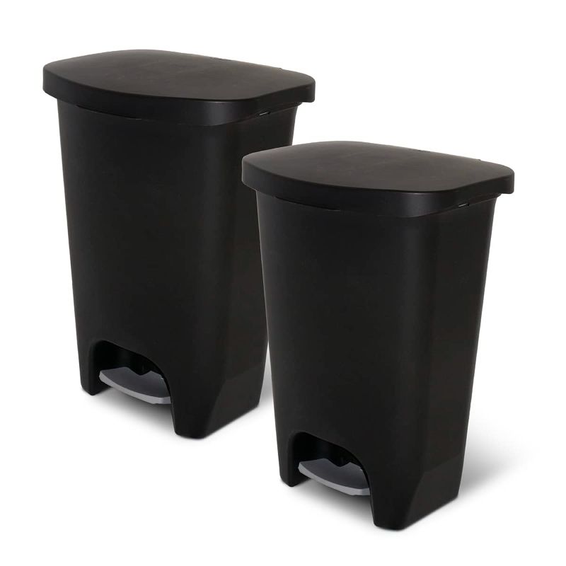 Photo 1 of 
1 Can Only**Glad 13 Gallon Trash Can,  Pack | Plastic Kitchen Waste Bin with Odor Protection of Lid | Hands Free with Step On Foot Pedal and Garbage Bag Rings, Black,...
Color:Black