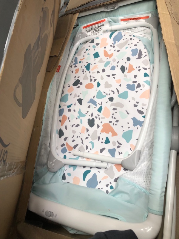 Photo 2 of Fisher-Price Soothing Motions Bassinet Pacific Pebble, Baby Bassinet with Soothing Lights, Music, Vibrations, and Motion Pacific Pebble - Frustration Free Packaging