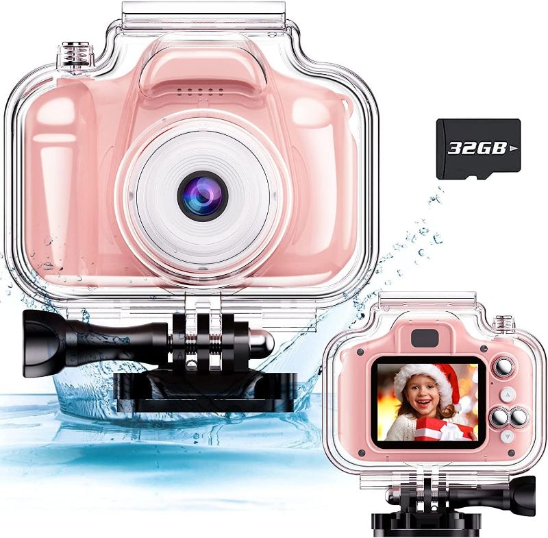 Photo 1 of 
Kids Waterproof Camera Underwater Camera Toys for Girls Boys Age 3-8, 1080P Toddler Video Camera Gift - Children Portable Sports Camcorder for Outdoor