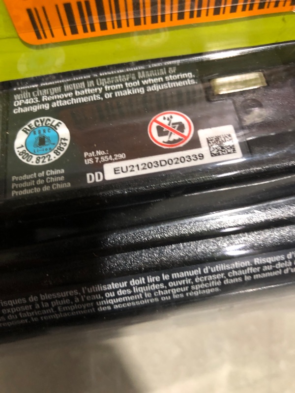 Photo 3 of * used * unable to test *
Ryobi 40-Volt Lithium-Ion 6.0 Ah High Capacity Battery