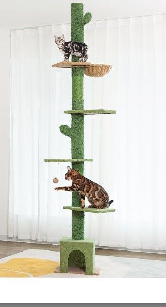 Photo 1 of ************UNKNOWN IF COMPLETE*********
Meow Sir Floor to Ceiling Cat Tree Ajustable Height [82-108 Inches=208-275cm] 6 Tiers Tower Fit for 7-9 Feet Ceiling with Cat Condo Hammock and Sisal Covered Post for Indoor Cats-Green Cactus
