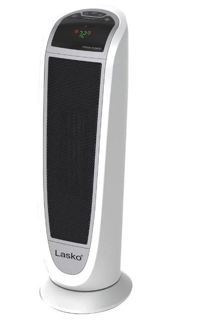 Photo 2 of Lasko 1500W Digital Ceramic Tower Space Heater with Remote, 5165, White
