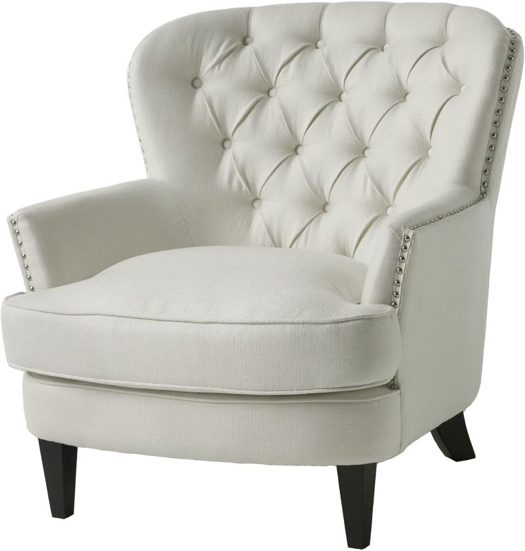 Photo 1 of Christopher Knight Home Tafton Fabric Club Chair, Ivory 35.25D x 33W x 33.75H in
