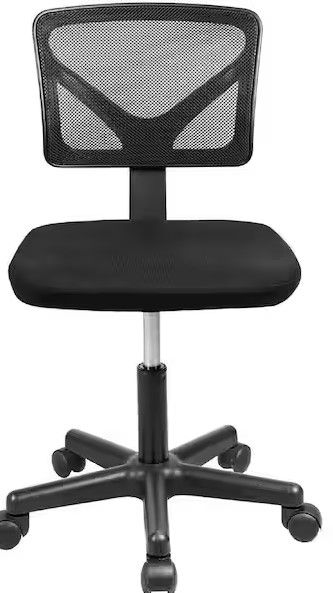 Photo 1 of Black Armless Office Chair Breathable Mesh Covering Silent Swiveling Casters Low Back Support for Computer Tasks