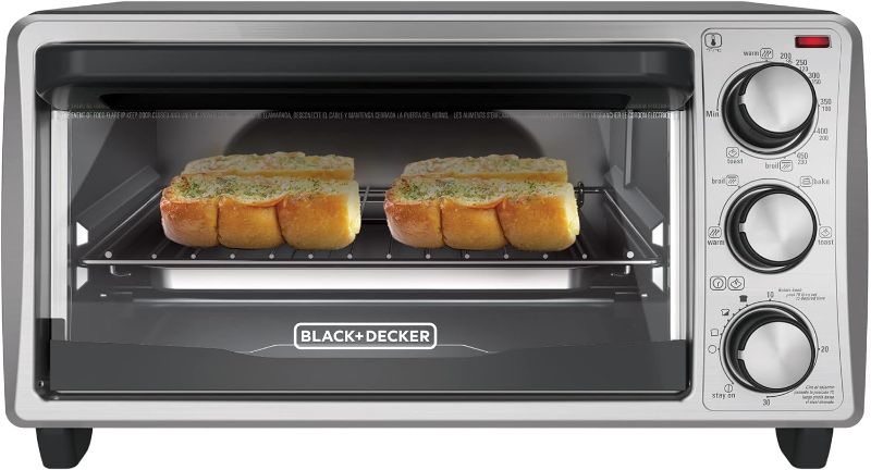 Photo 1 of BLACK+DECKER 4-Slice Toaster Oven, Even Toast Technology, Fits a 9" Pizza, Black
