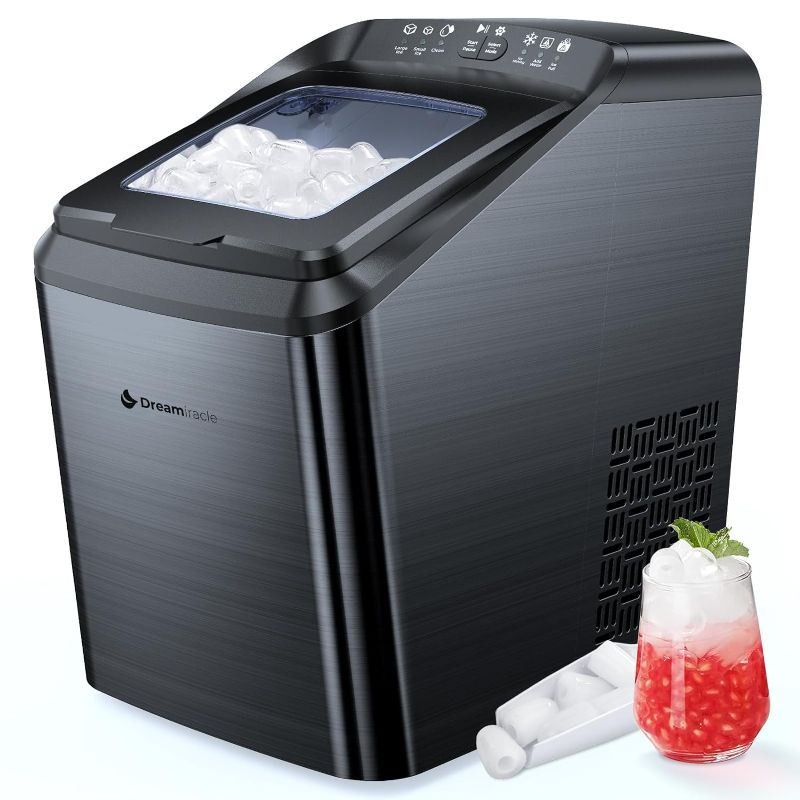 Photo 1 of Dreamiracle Ice Maker Machine Countertop Self-Cleaning, 33lbs/24h, Two-Size Bullet Ice Cubes, 2.8L Water Tank, 9 Cubes/Batch
