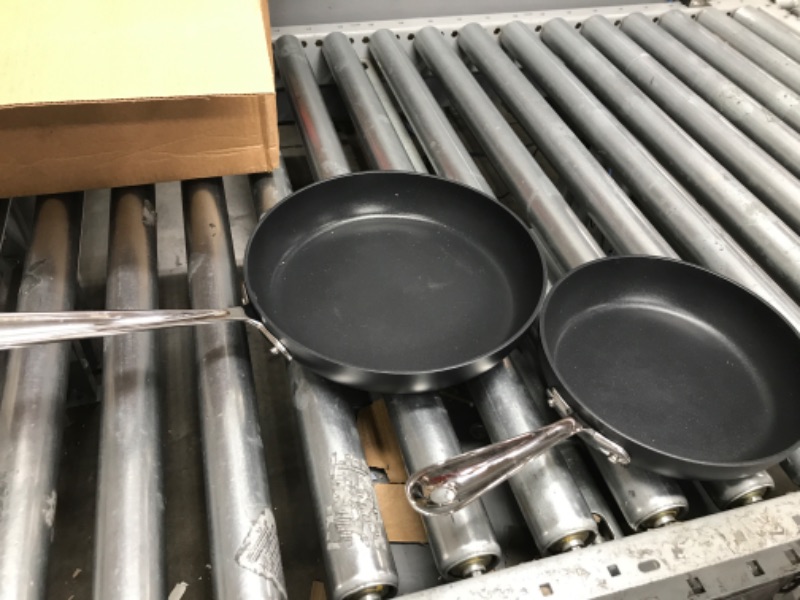 Photo 2 of ***DAMAGED***All-Clad HA1 Hard Anodized Nonstick Fry Pan Set 2 Piece, 8, 10 Inch Induction Oven Broiler Safe 500F, Lid Safe 350F Pots and Pans, Cookware Black