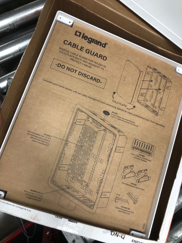 Photo 5 of On-Q Legrand Cable Management, Structured Media Enclosure, in-Wall Enclosure, TV Home Theater Box, 17 Inches, White (ENP1705-NA-V1) & AC1034 Rubber Grommet for Plastic Enclosures Enclosure with Trim and Cover + Bracket Box + Rubber Grommet 17 inch