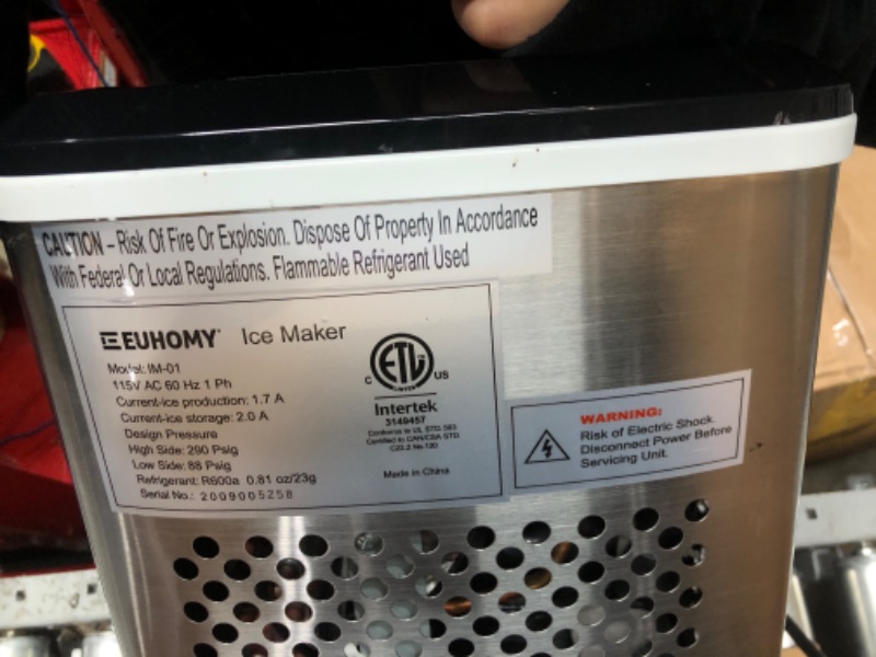 Photo 1 of (PARTS ONLY)EUHOMY Ice Maker Machine Countertop, 27 lbs in 24 Hours, 9 Cubes Ready in 6 Mins, Electric ice Maker and Compact Potable ice Maker with Ice Scoop and Basket. Perfect for Home/Kitchen/Office.(Sliver) 27lbs/Day Silver 1