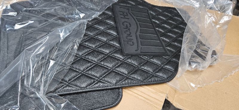 Photo 2 of 3PK (SEE NOTES) FH Group Faux Leather Floor Mats for Cars - Universal Fit Automotive Floor Mats - All Purpose Car Floor Mats - PU Leather Protector Mat - Ideal for Most Sedan, SUV, Truck Floor Mats - Black
