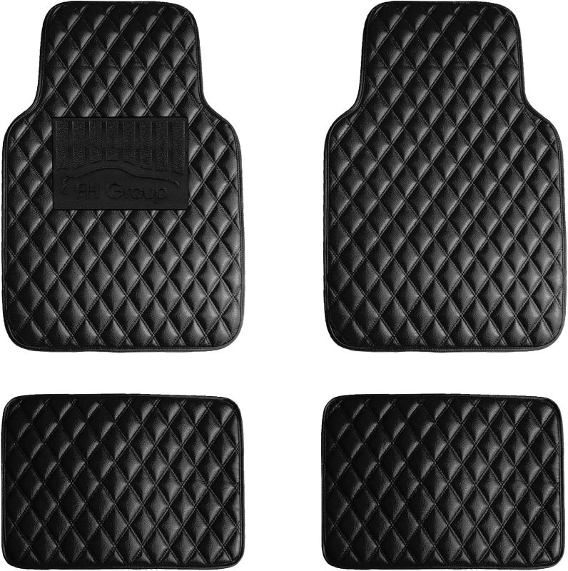 Photo 1 of 3PK (SEE NOTES) FH Group Faux Leather Floor Mats for Cars - Universal Fit Automotive Floor Mats - All Purpose Car Floor Mats - PU Leather Protector Mat - Ideal for Most Sedan, SUV, Truck Floor Mats - Black
