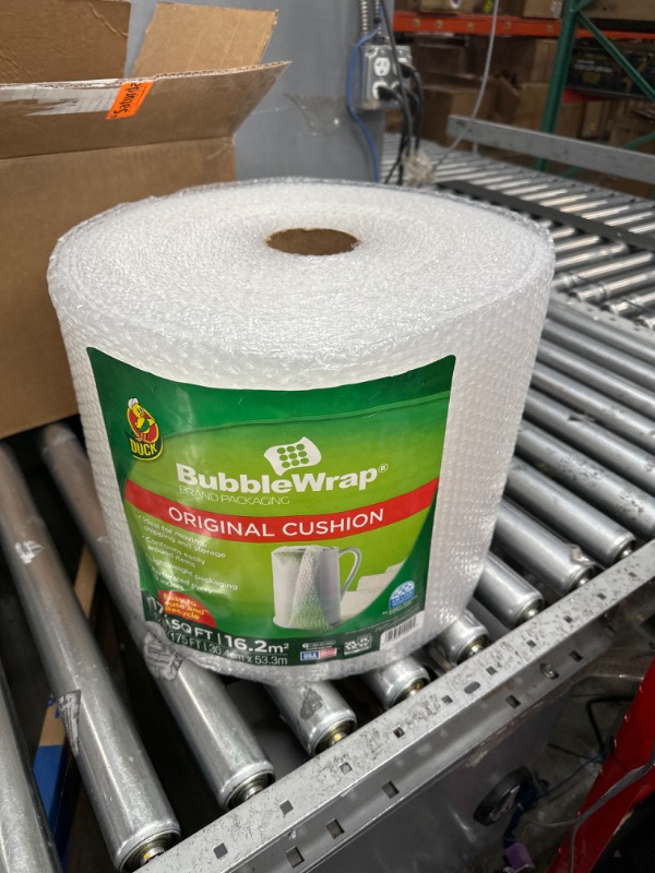 Photo 2 of Duck Brand Bubble Wrap Roll, Original Bubble Cushioning, 12" x 175', Perforated Every 12" (1053440), Clear 12 in. x 175 ft.