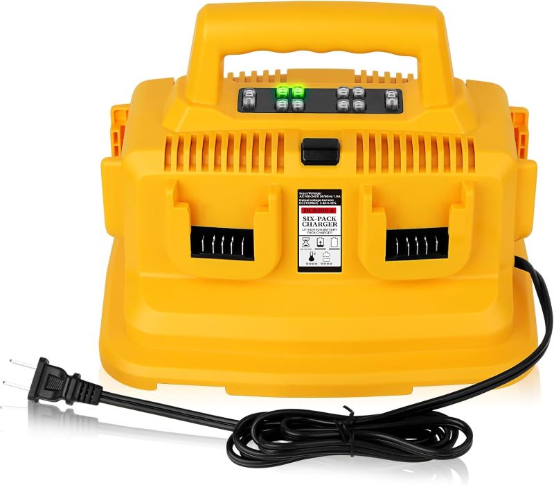 Photo 1 of ?with Wall-Hole? 6 Port Charger DCB104 Replace for Dewalt 20V Battery Charger for 20V Max 60V Flexvolt,Charging for 20V and 60V Max Batteries, Fast Charge with Power Button,6 LED Indicators