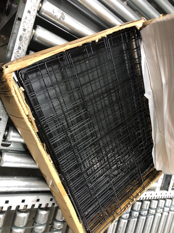 Photo 1 of AMAN Dog Crates with Dog Crate Topper Wood for Small Dogs Indoor Outdoor, Foldable Metal Wire Dog Cage Double Door with Leak-Proof Plastic Pan and Tassel Curtain, 24 inches Dog Crate Furniture