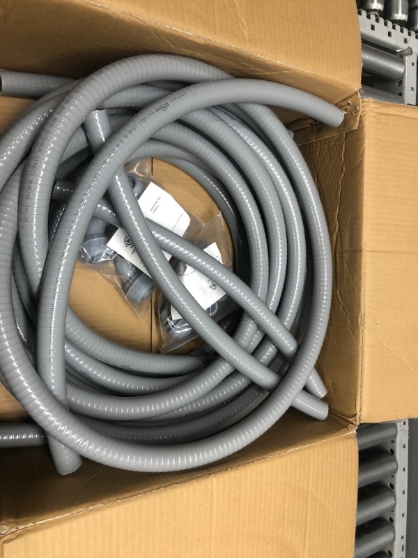 Photo 2 of ***Parts Only**Neorexon Liquid-Tight Conduit 100 ft and 10 Pieces of Connector Kit, Electrical Conduit 3/4 100ft, Flexible Conduit with 5 Straight and 5 90-Degree Conduit Connector Fittings 3/4inch 100ft