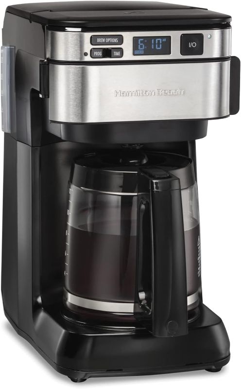 Photo 1 of Hamilton Beach Programmable Coffee Maker, 12 Cups, Front Access Easy Fill, Pause & Serve, 3 Brewing Options, Black (46310)
