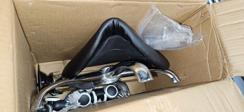 Photo 2 of (LOOSE HARDWARE) KKTONER Rolling Saddle Stool PU Leather Swivel Adjustable Rolling Stool with Wheels Salon Chair Black
