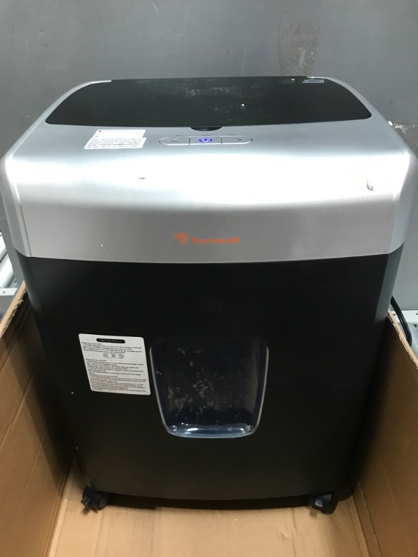 Photo 1 of Bonsaii Office Paper Shredder, 110-Sheet Autofeed Heavy Duty Paper Shredder, 30 Minutes Micro Cut Home Office Shredders with 4 Casters, P-4 Security Level&6.1 Gallon Large Bin (C233-B)