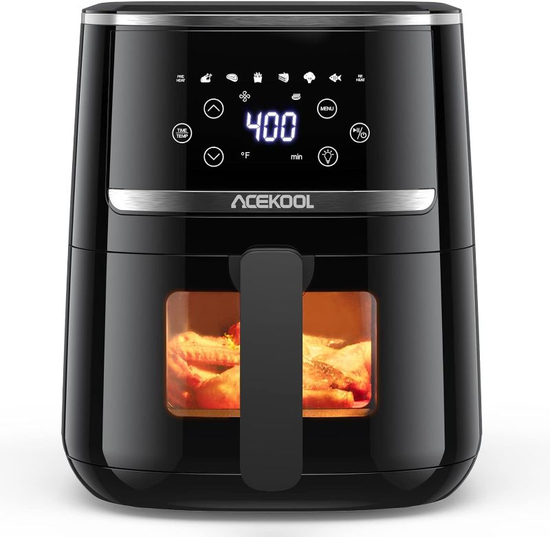 Photo 1 of Air Fryer 5 Quart, Digital Display Air Fryer Toaster Oven Combo with 8 Cooking Presets Oilless Cooker for Quick Meal, Visible Window, UP to 400?, Dishwasher Safe Basket, Nonstick Silicone Liner, Timer
