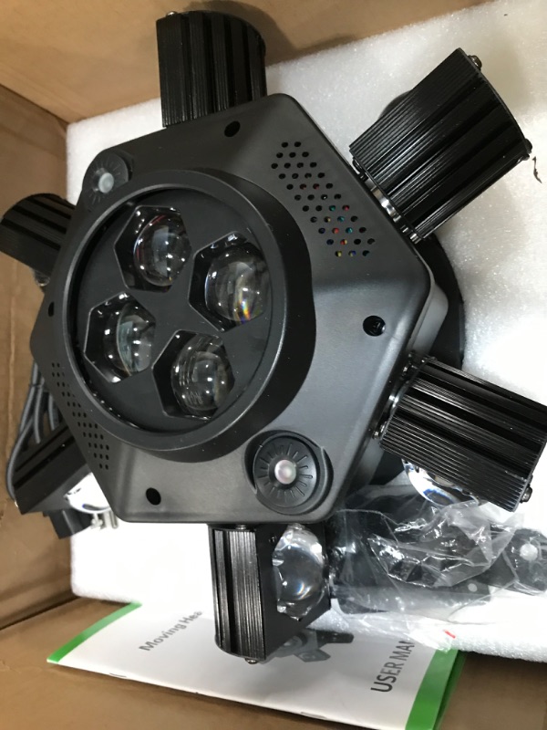 Photo 2 of Moving Head DJ Lights, 150W RGBW LED Moving Head Light with Mixed Lighting Effects, 6 Arms Party Lights Support DMX-512 & Sound Activated, Stage Lights for Party Disco KTV Wedding Club